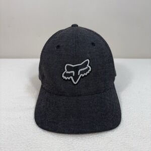 Fox Racing FlexFit Logo Cap Men's S/M Heathered Gray Hat Y2K Face Logo